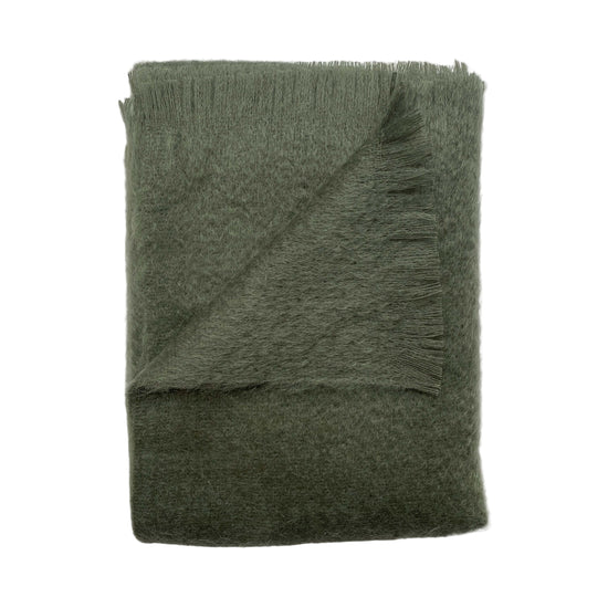 Albie Mohair Blanket Olive Green