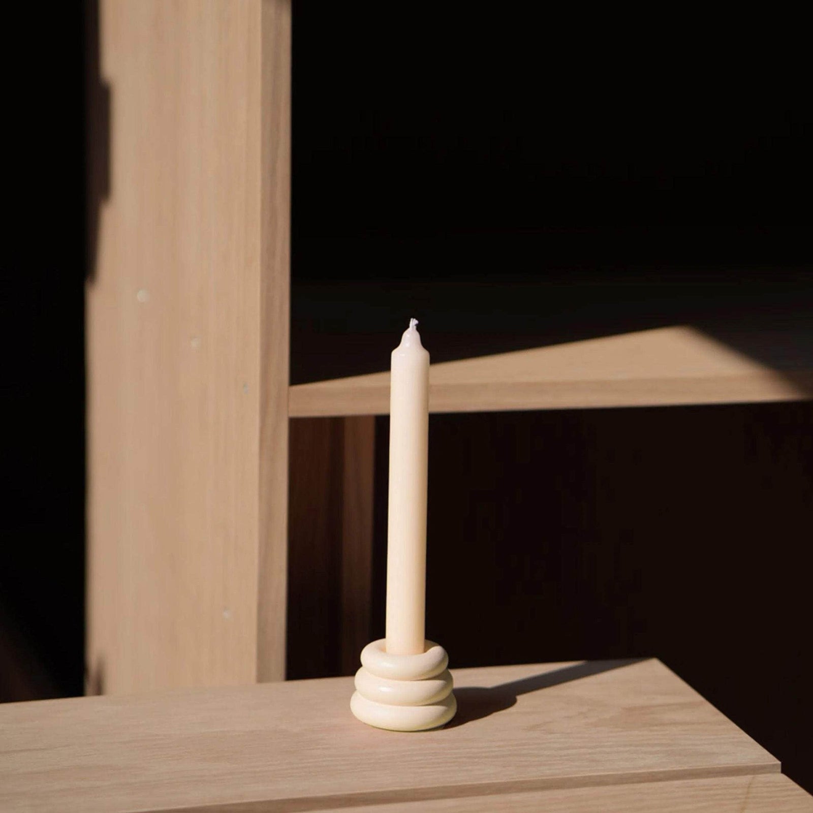 Pale Yellow Triple O Candleholder