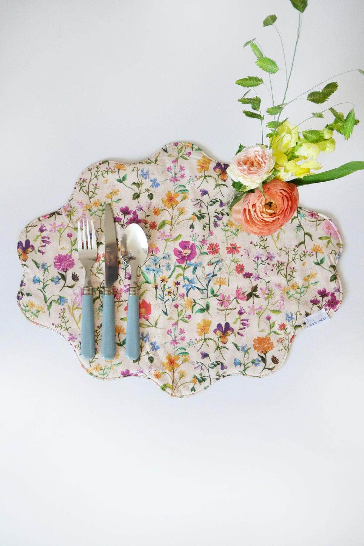 Reversible Wavy Placemat Made With Liberty Fabric Linen Garden & Katie & Millie