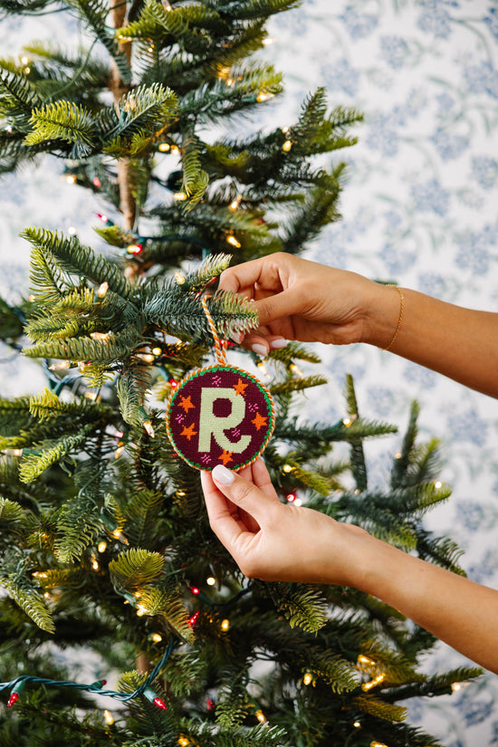 Needlepoint Monogram Ornament - R