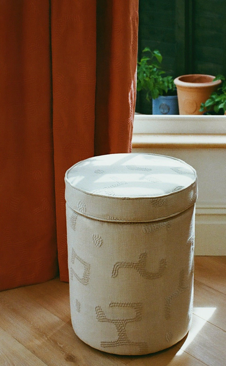 Aurora Footstool, Raphia, Clay