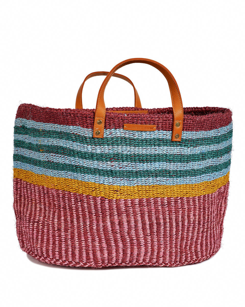 BINAFSI: Sports Luxe Multi-Tone Patterned Sisal Shopper