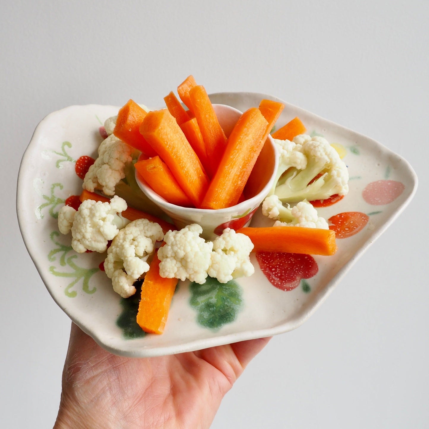 Handmade Ceramic Vegetables Crudites Platter and Bowl Set
