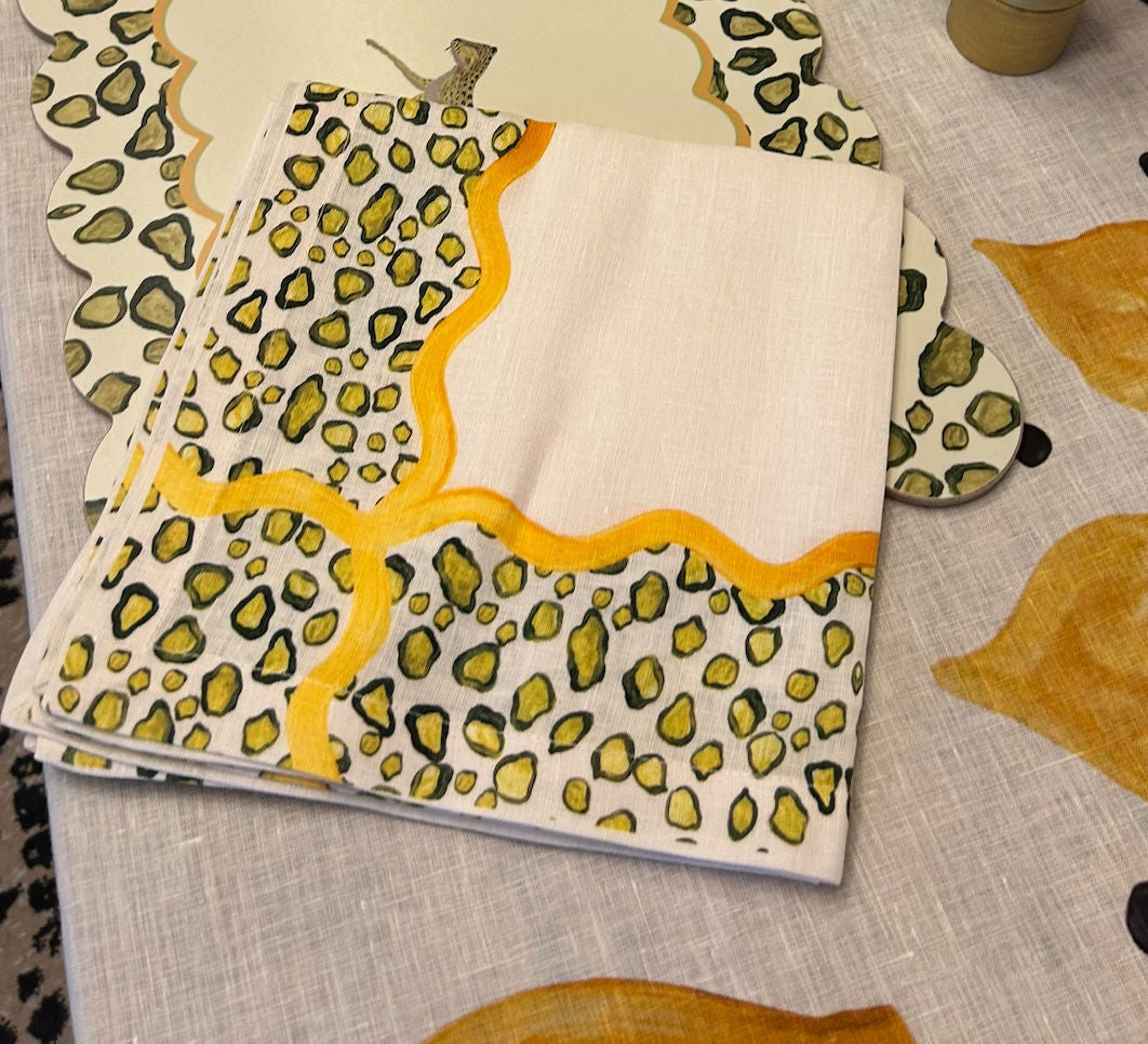 Green Leopard Print Napkin
