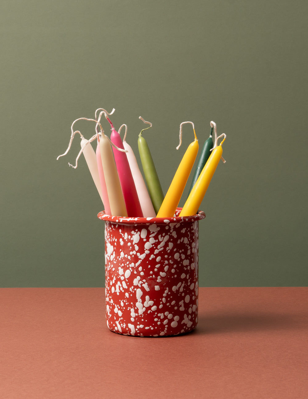 Splatter Enamel Utensil Pot - Red/Cream