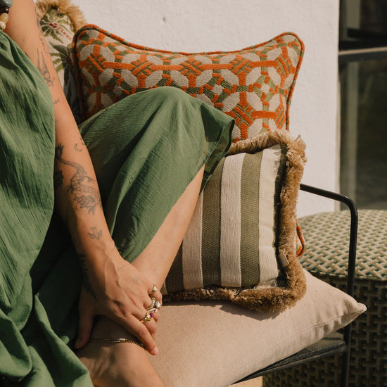 Cushion Coco Burnt Orange & Olive