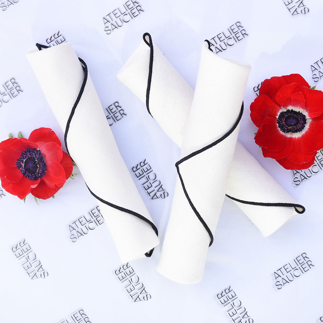 Cream Burlap Noir Napkins | Set of 4