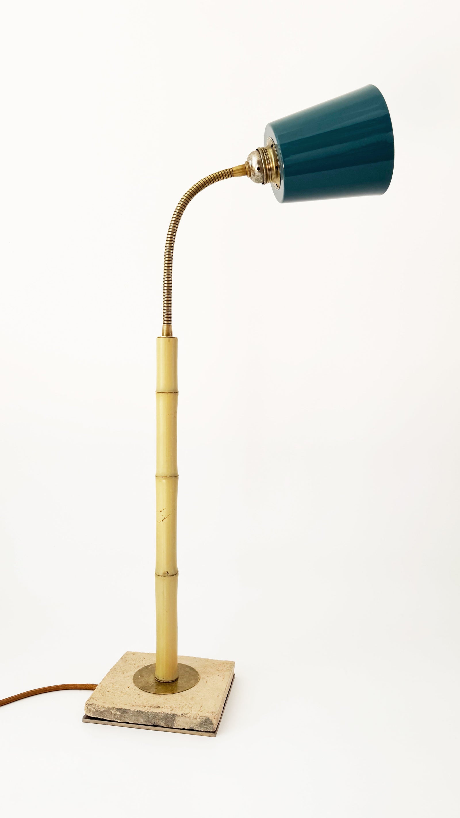 Bamboo and Terracotta Table Lamp - Blue