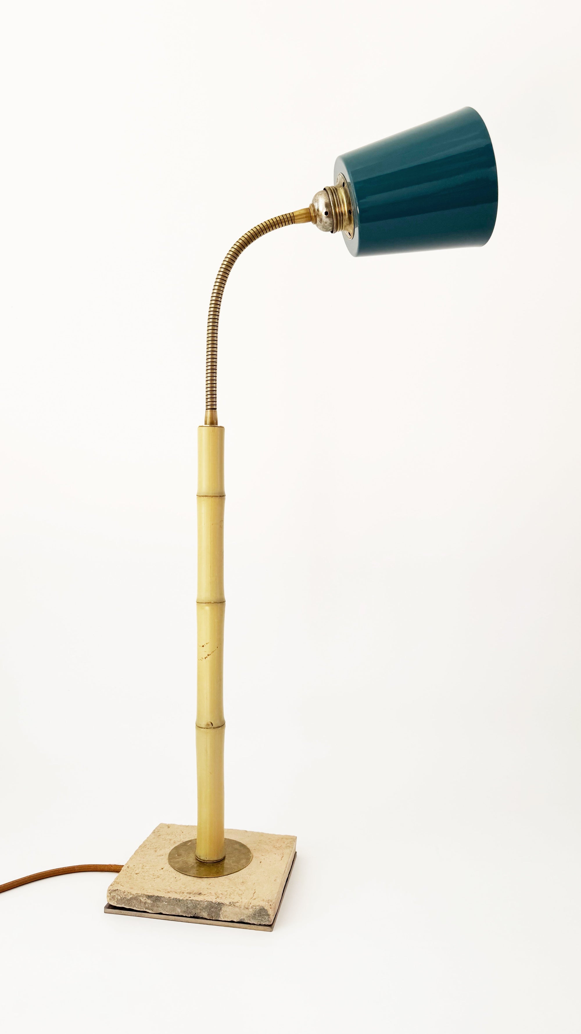 Bamboo and Terracotta Table Lamp - Blue