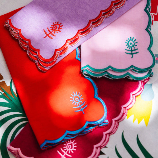 Icon Linen Napkins S/4 - Wine + Pink