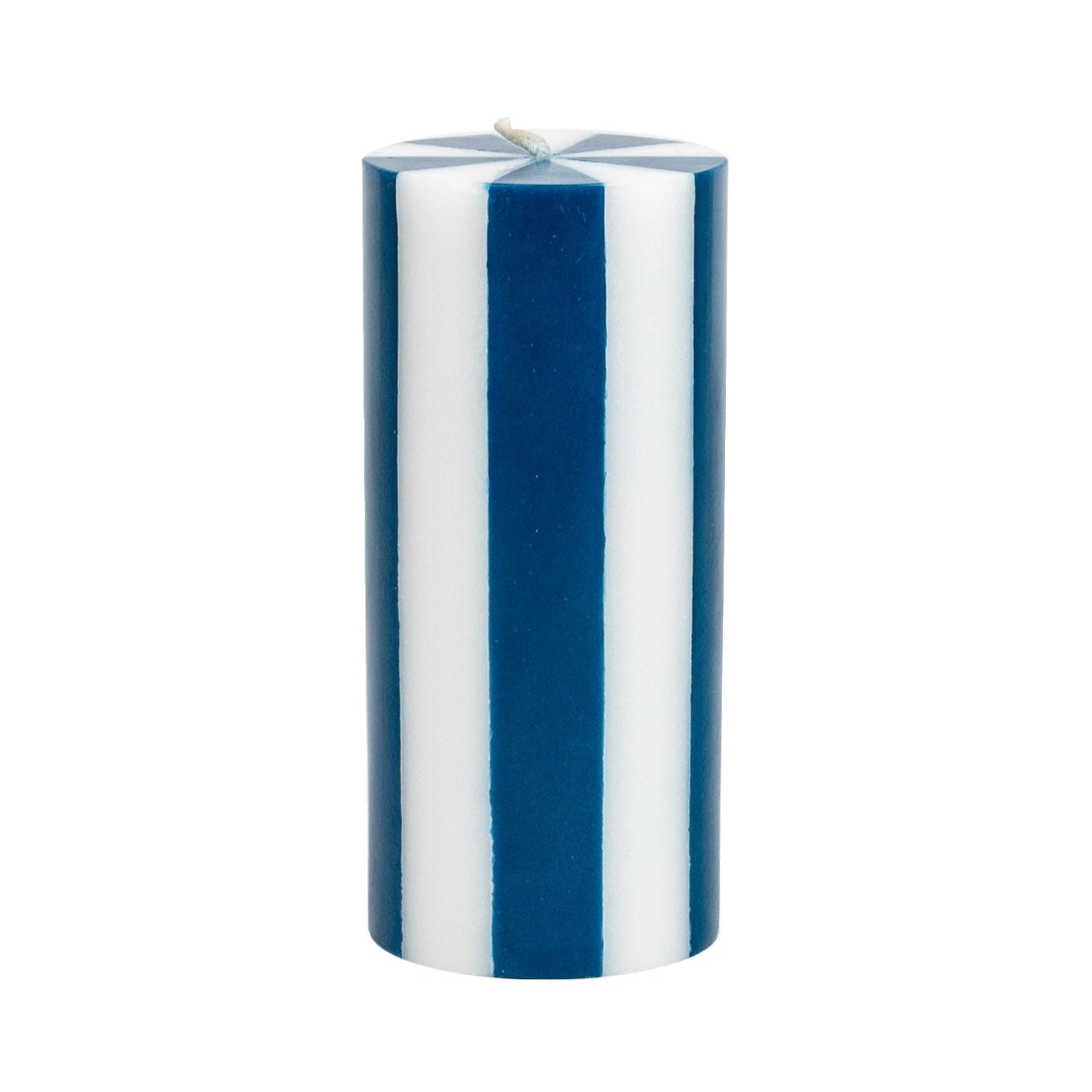Medium Pillar Candle - Denim Blue / White