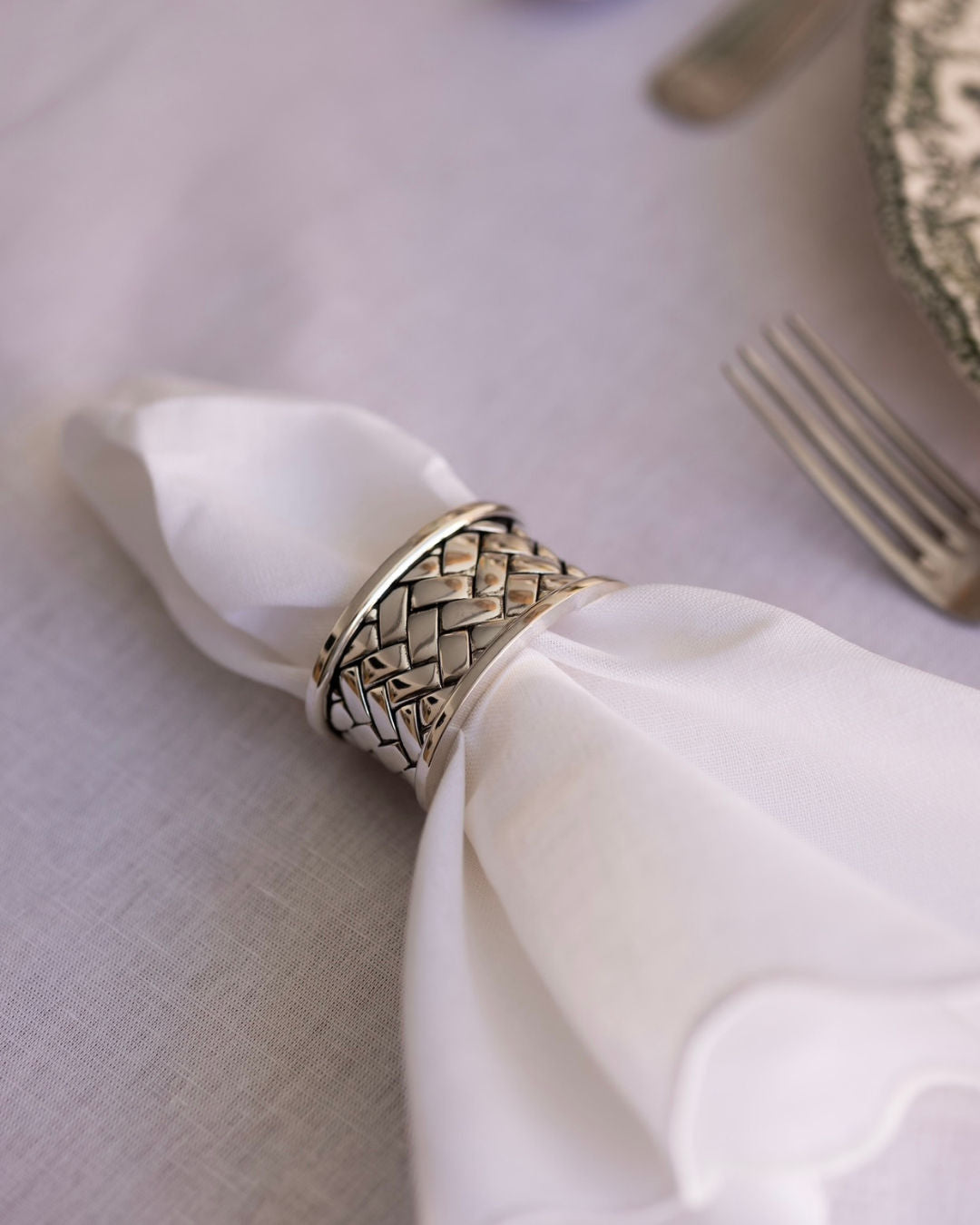 Braided Silver Napkin Ring