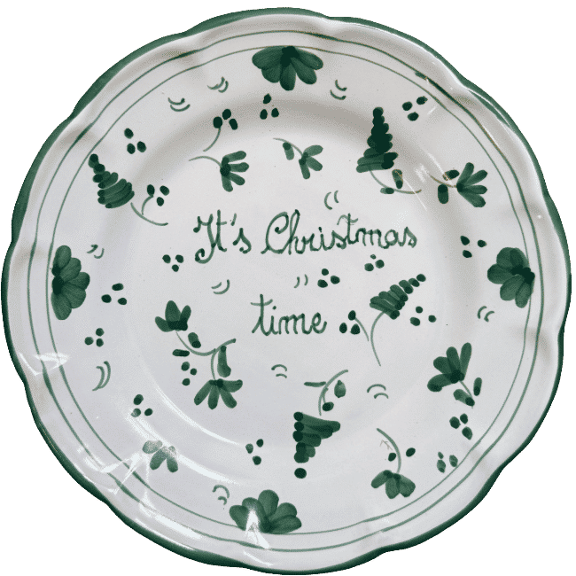 20cm Plate It's Christmas Time - Green