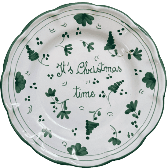 20cm Plate It's Christmas Time - Green