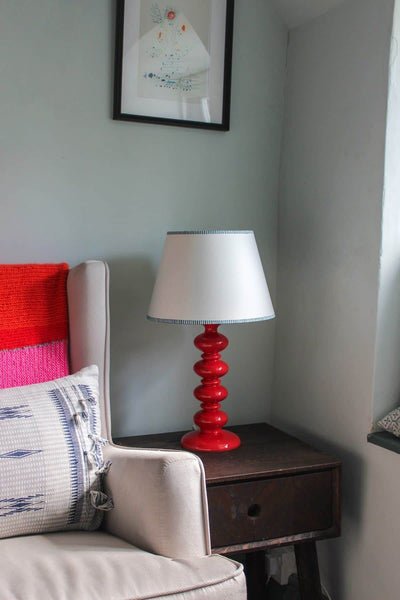 Striped Edge - Hand Painted Empire Lampshade With Striped Boarder