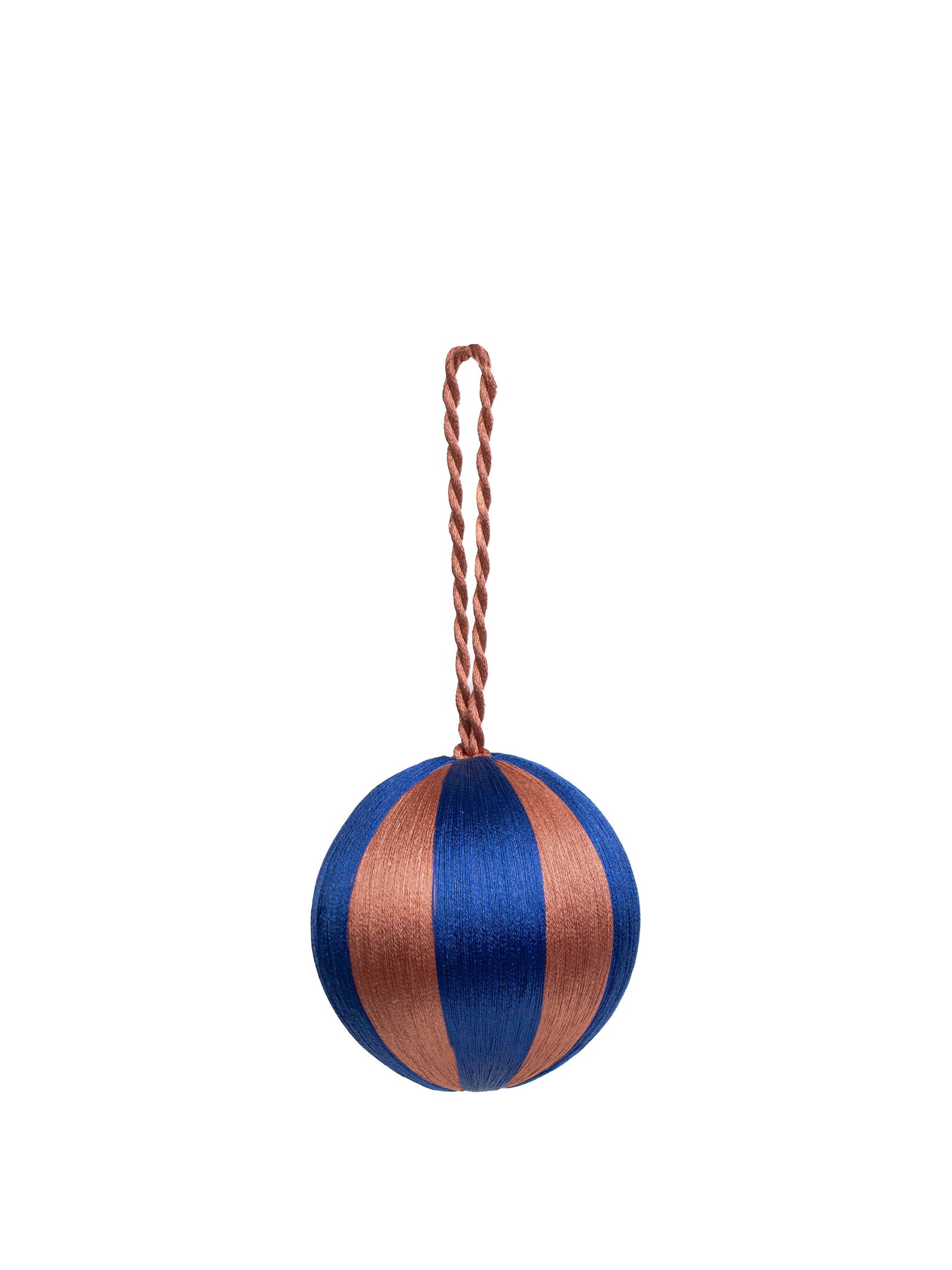 Stripe Baubles M 3" - Indigo Blue / Terracotta