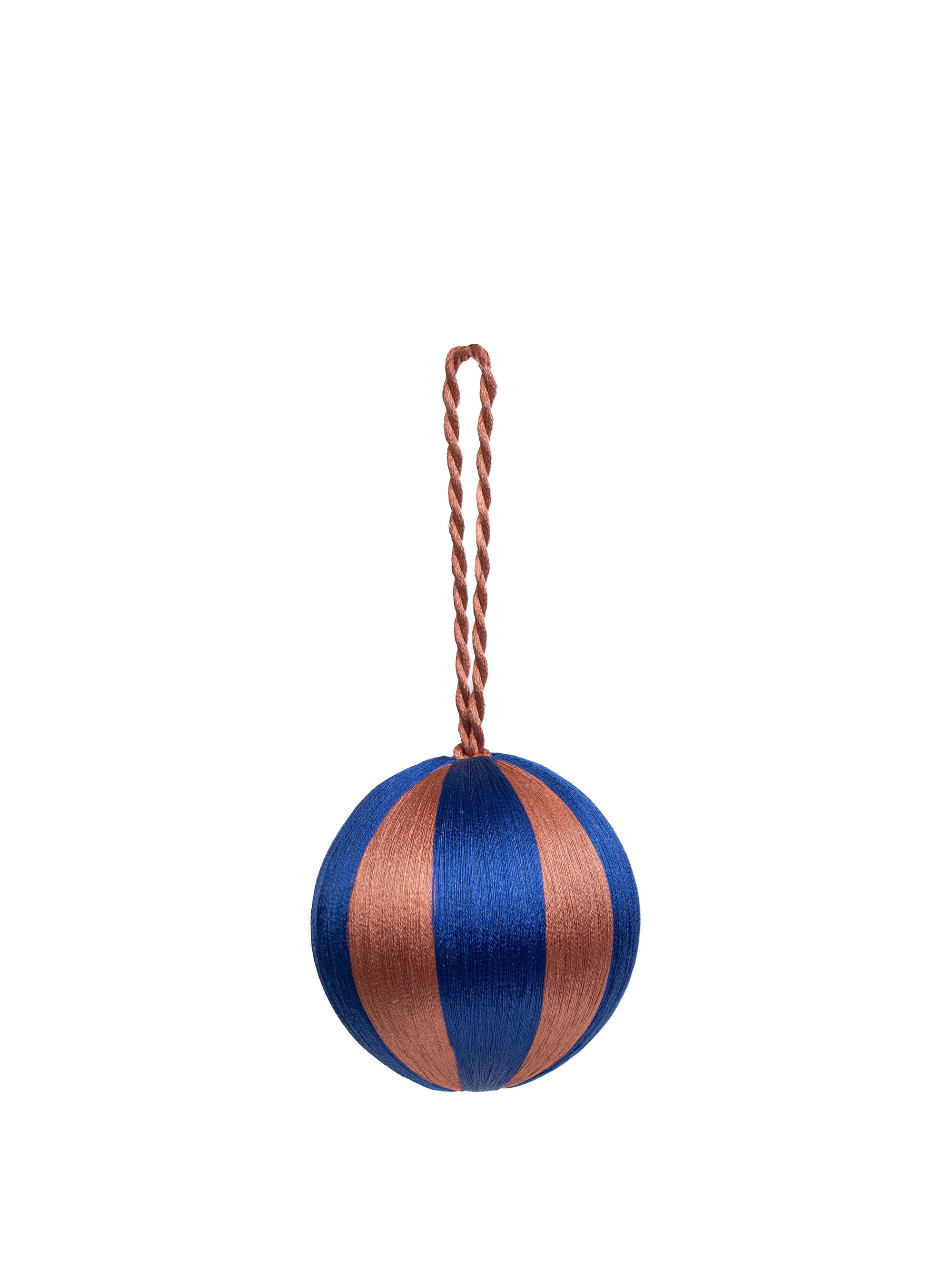 Stripe Baubles M 3" - Indigo Blue / Terracotta