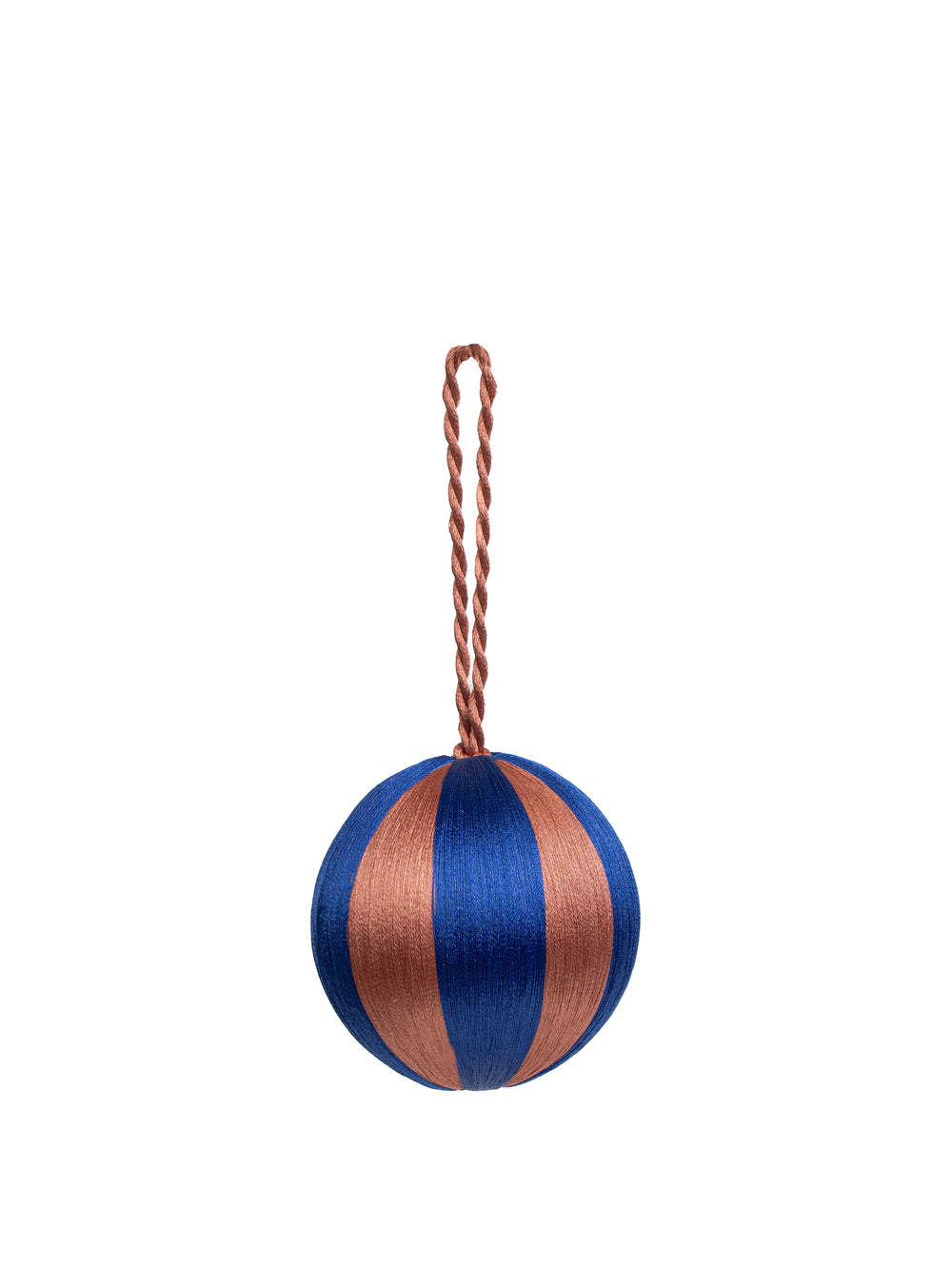 Stripe Baubles M 3" - Indigo Blue / Terracotta