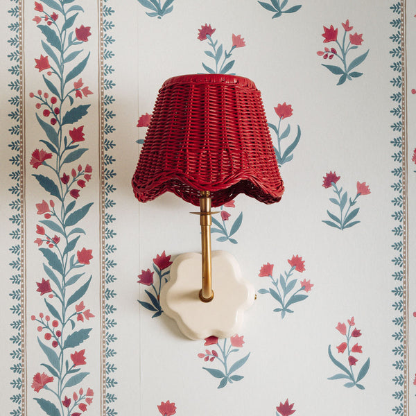 Mimi Scalloped Lampshade, Small Red