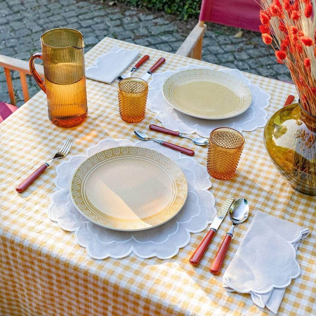 Iris Napkin, Beige with White