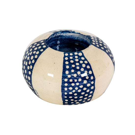 Dots and Stripes Tealight Holder Indigo