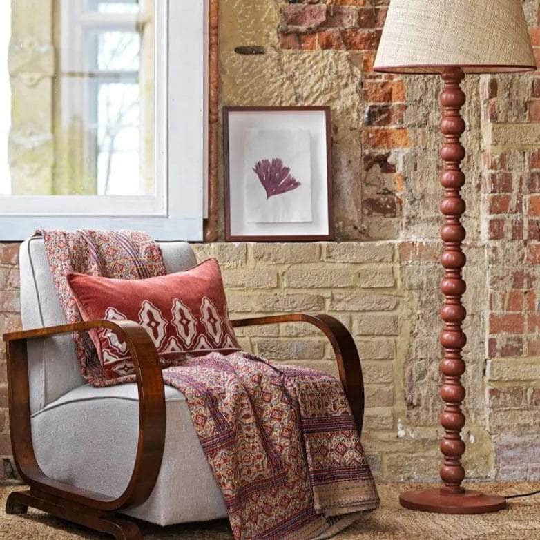 Tara Embroidered Velvet Cushion - Carmine Red