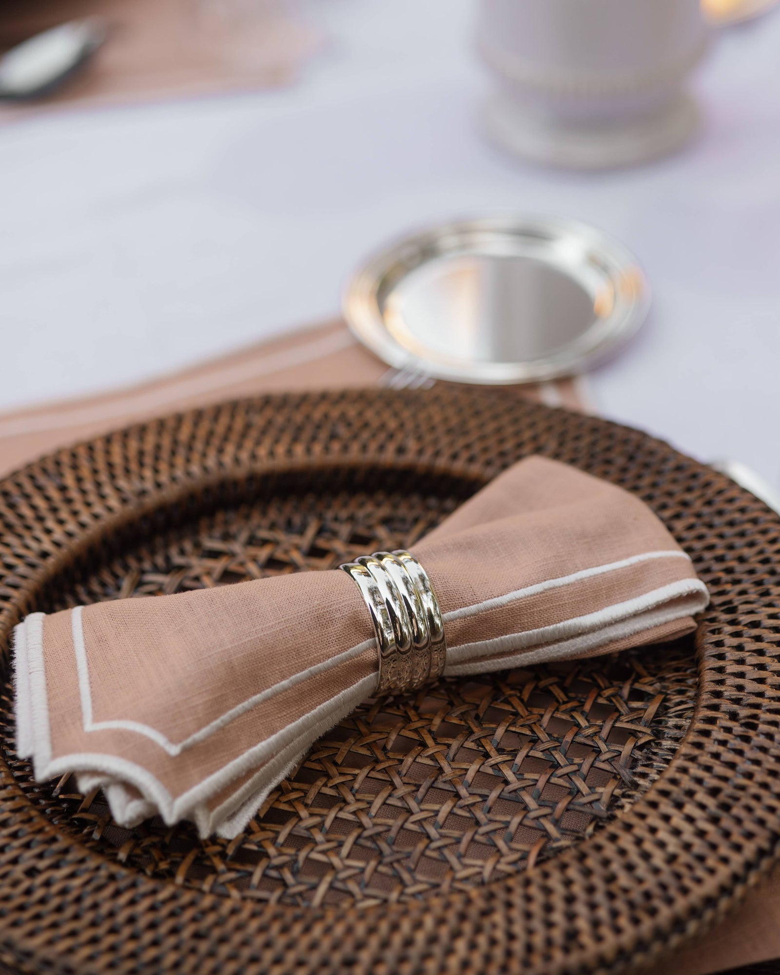Sal Napkin, Pink with Champagne White