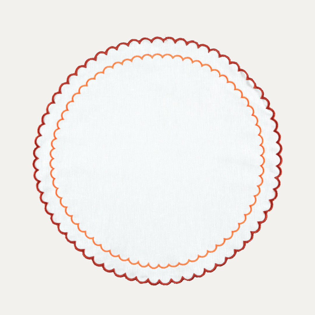 Filipa Placemat, White with Orange