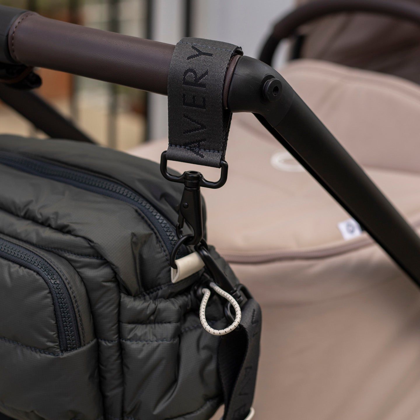Logo Pram Bag Clips - Soft Black-