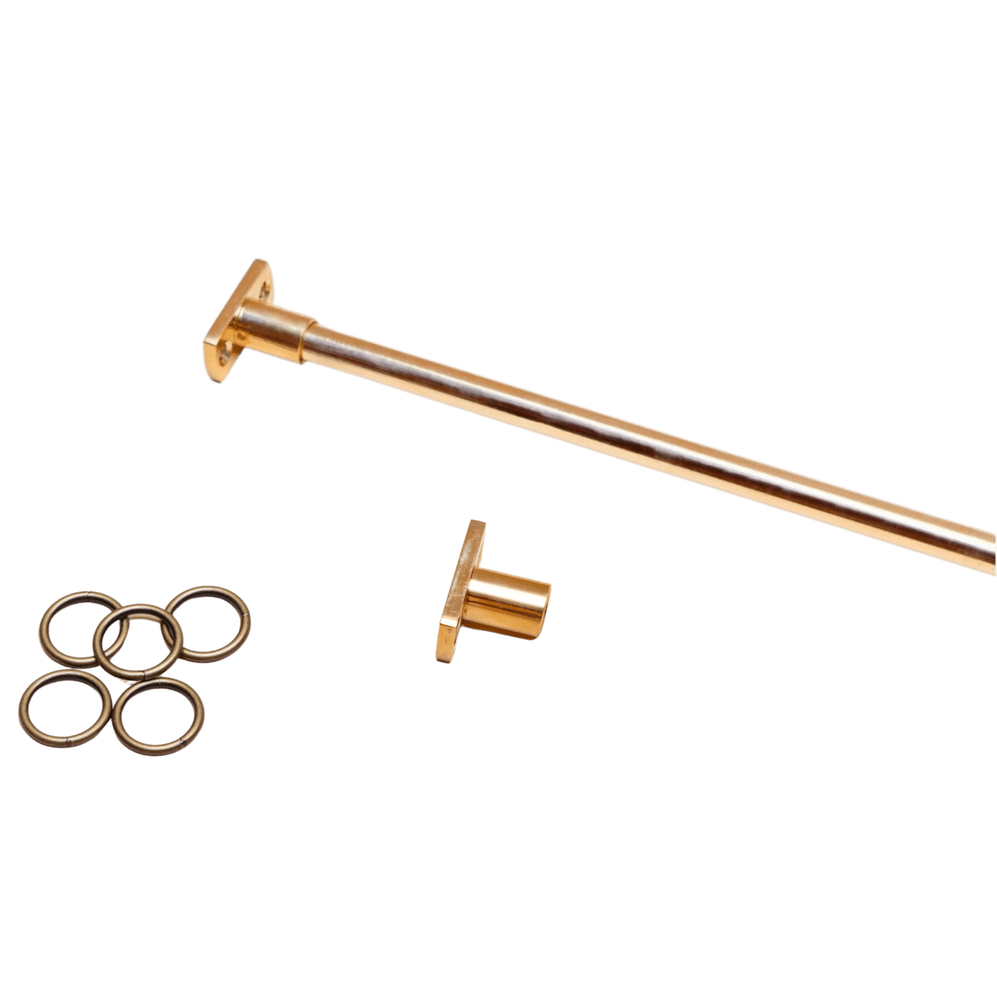 Classic Cafe Curtain Pole - Solid Brass - Singular Window - Recess Fit