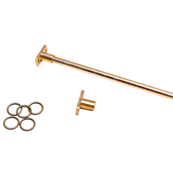Classic Cafe Curtain Pole - Solid Brass - Singular Window - Recess Fit