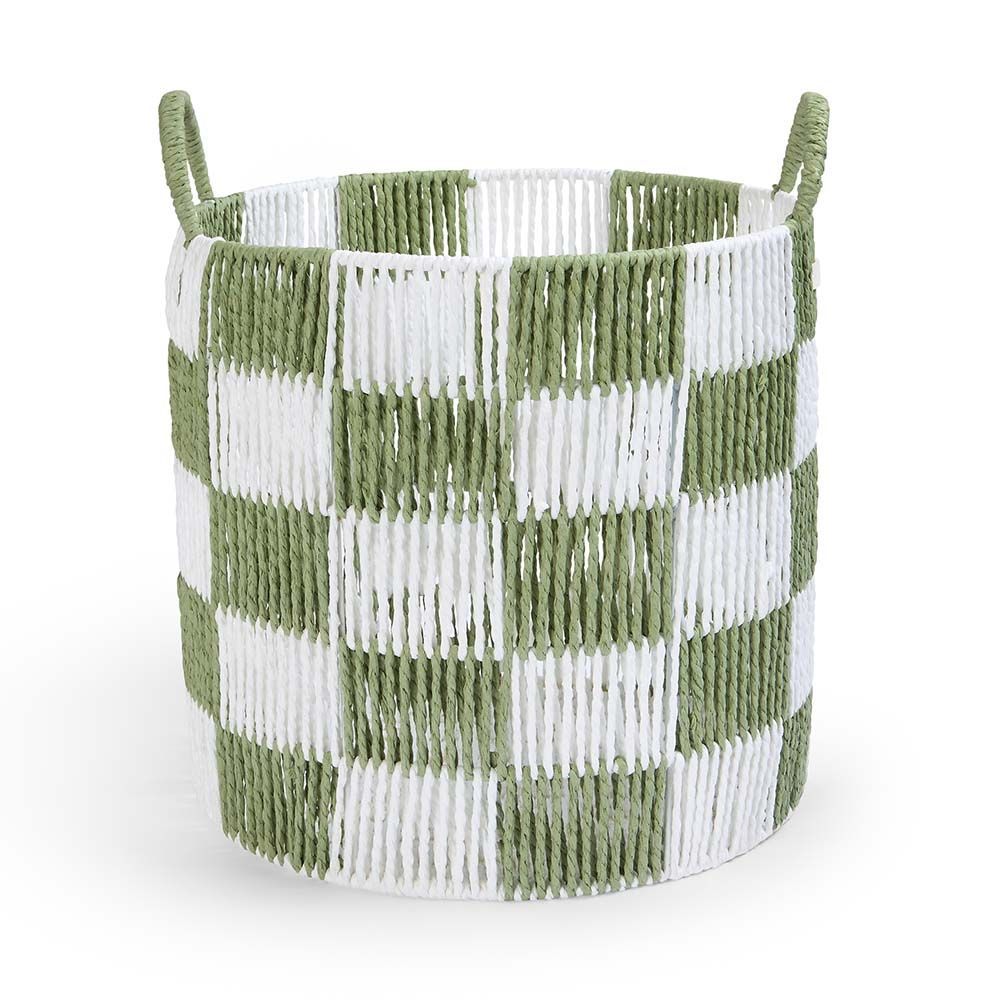Checkerboard Storage Basket Large - Sage