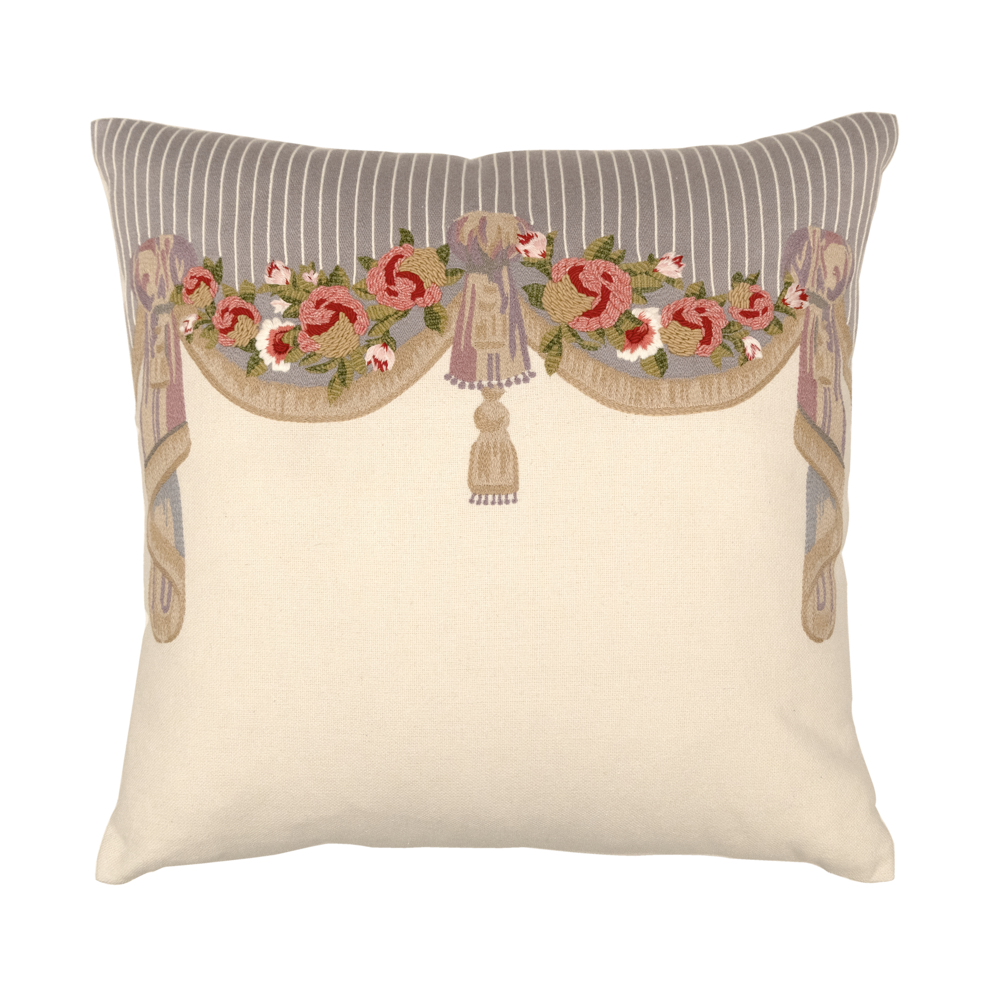 Tapestry Hand Embroidered Silk Pillow Cover – 20x20 in