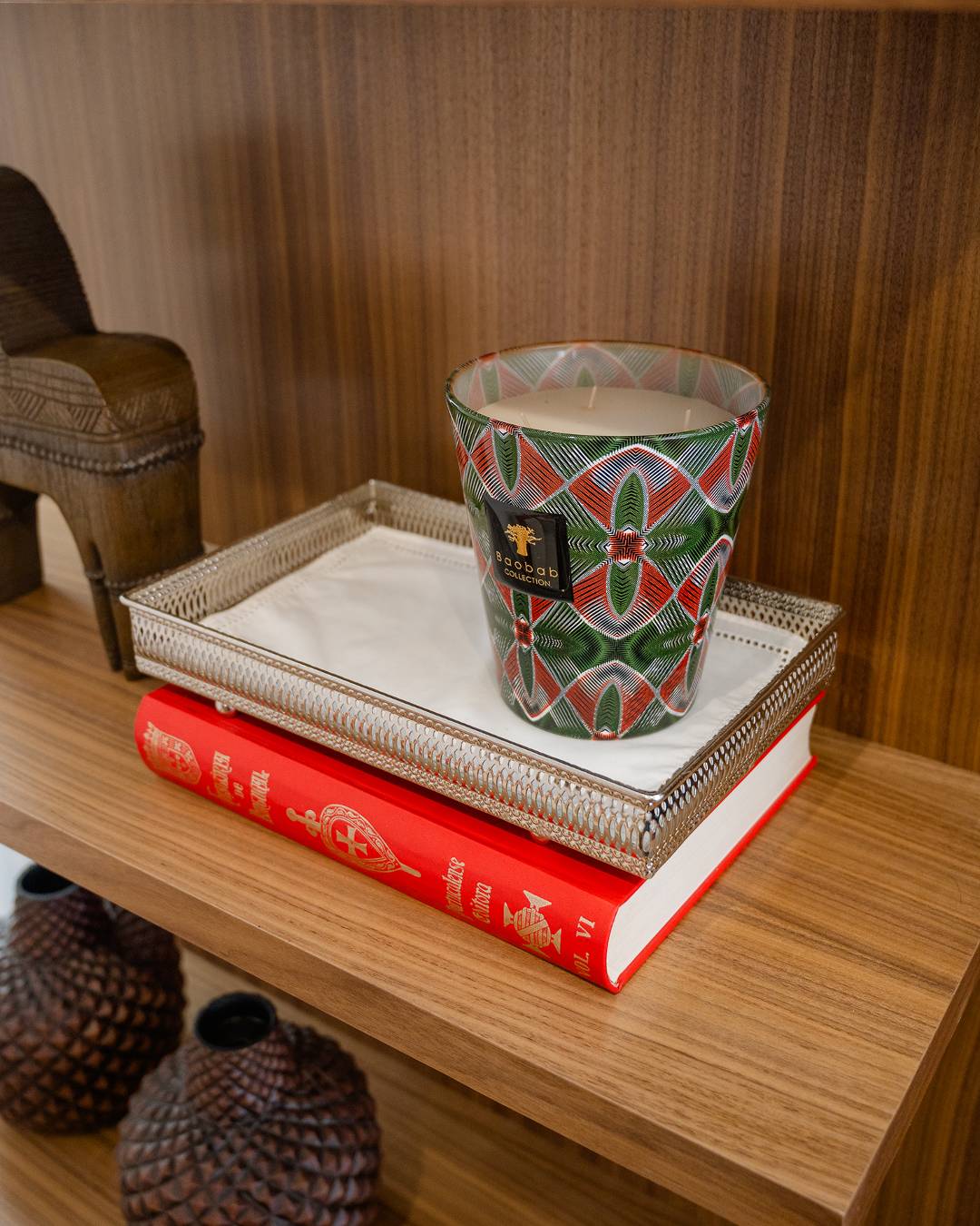 Rectangular Silver Tray with Mirror