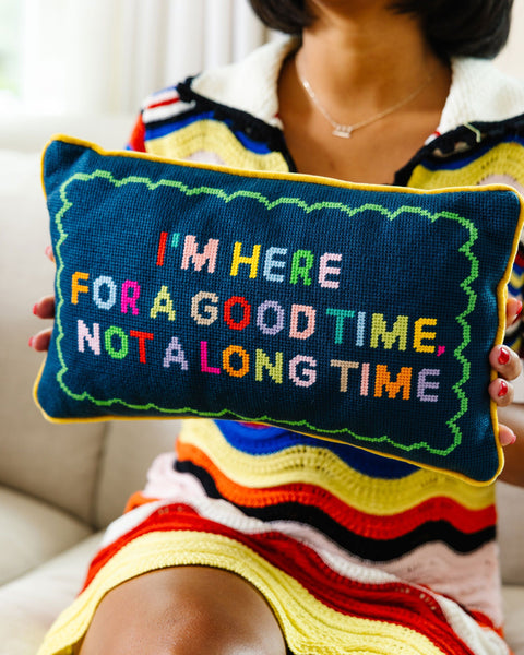 Good Time Needlepoint Pillow