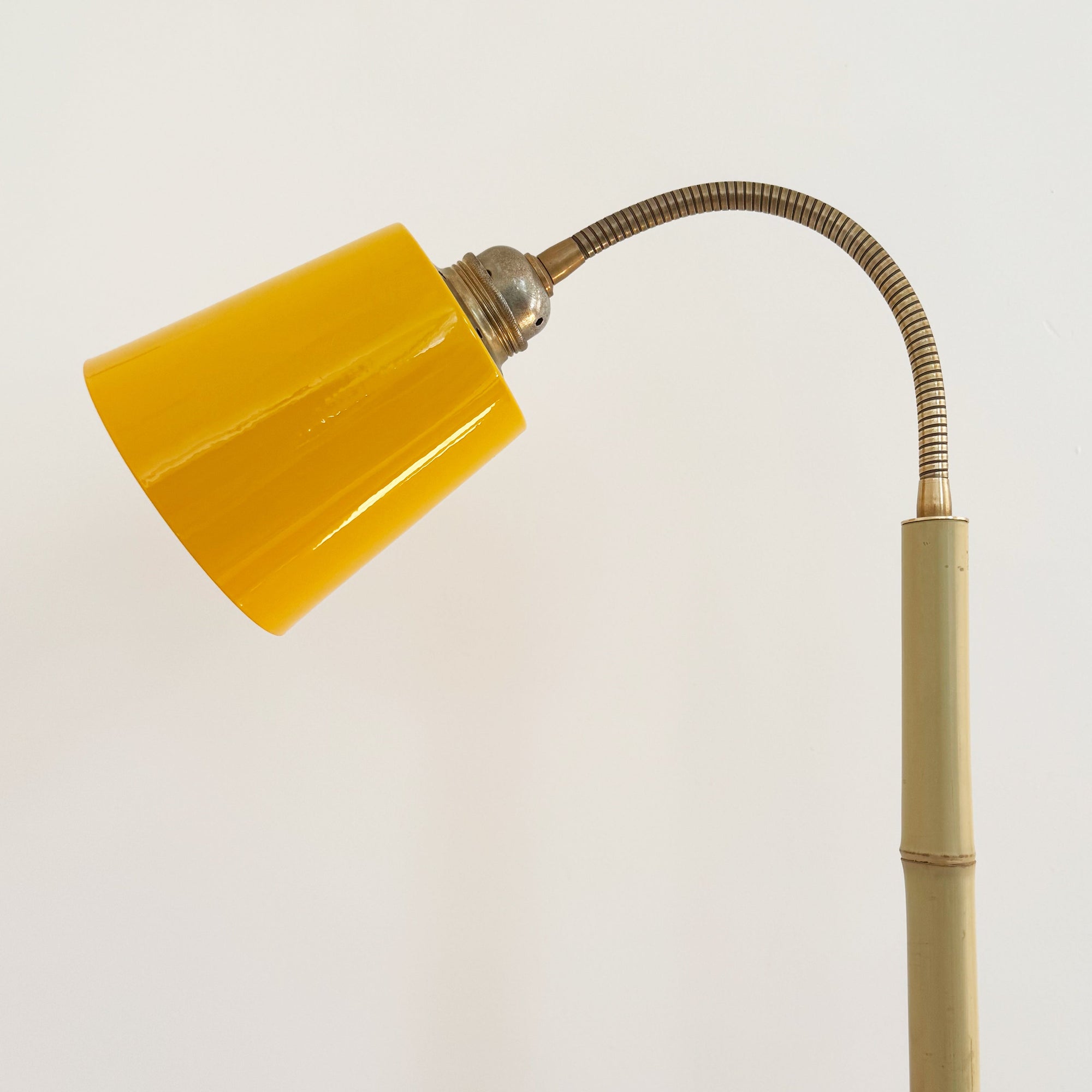 Bamboo and Terracotta Floor Lamp - Yellow