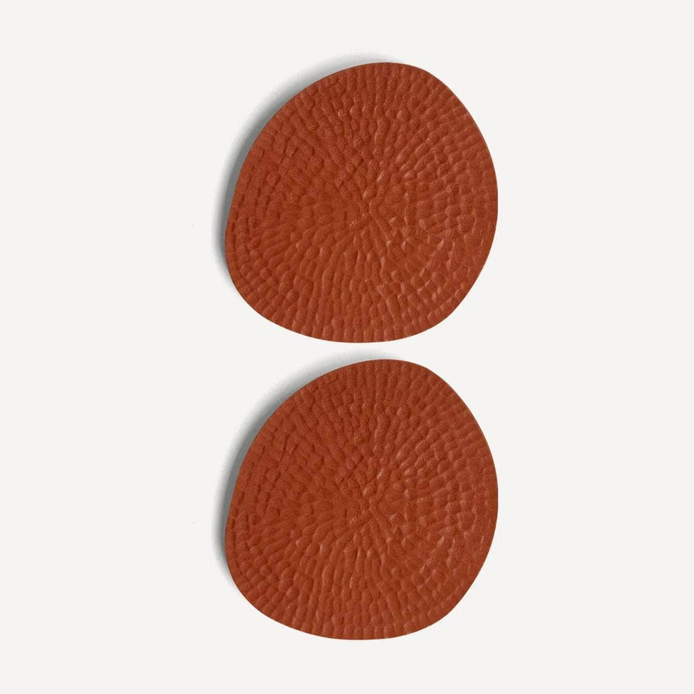 Two Round Coasters - Burnt Ochre