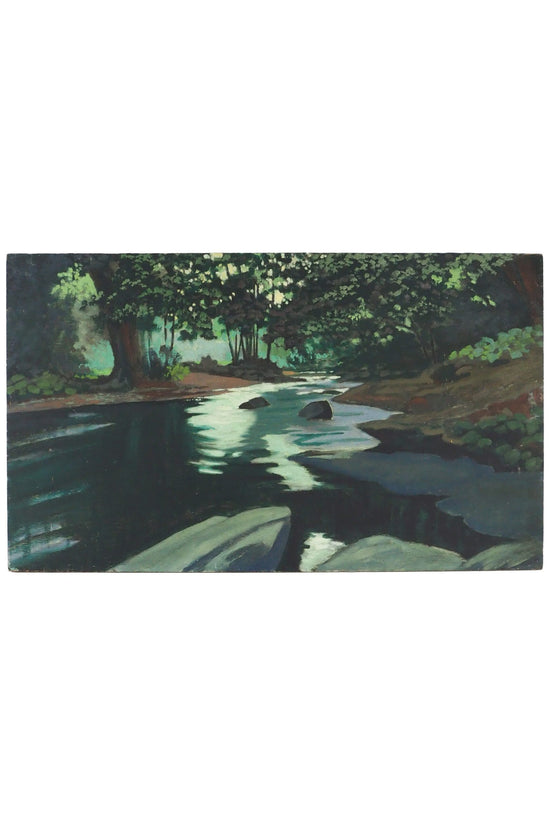 Vintage Landscape Oil on Board Painting