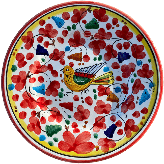Bird Plate 20 cm Sky Red Flowers