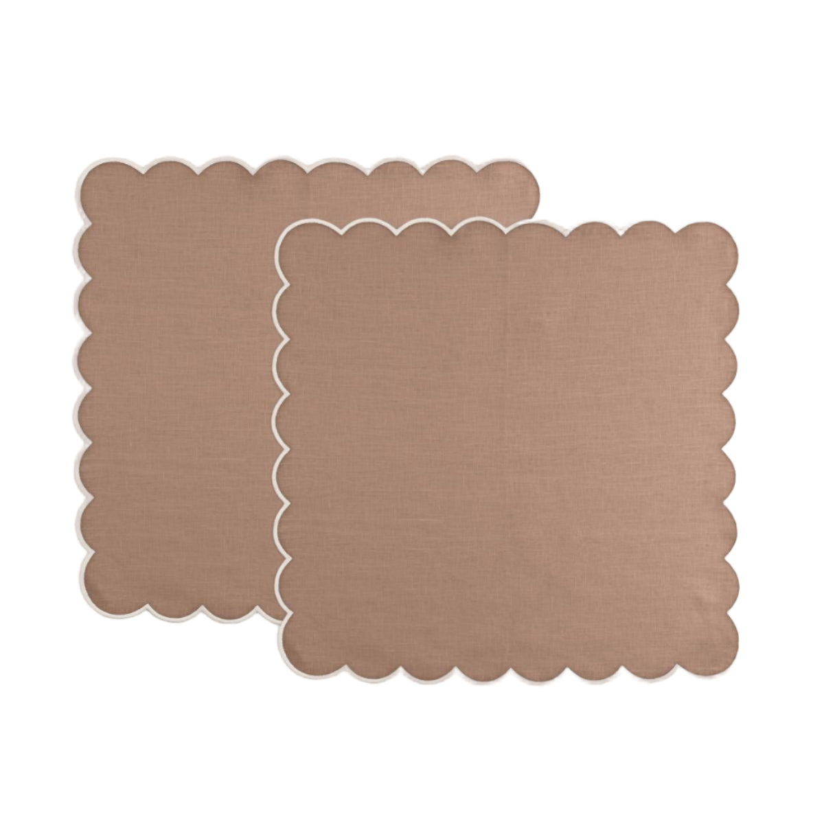 Scalloped Linen Napkins in Powder Pink & White