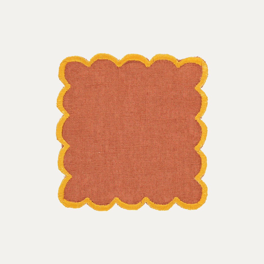 Aurora Cocktail Napkin, Terracotta with Yellow