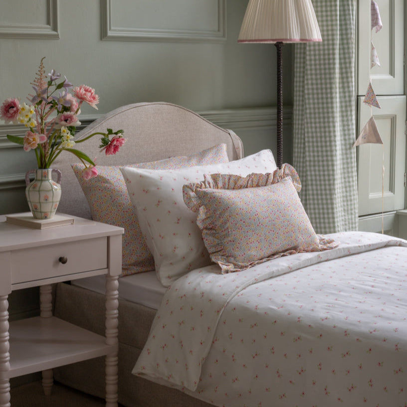 Rectangle Linen Frill Cushion - Wildflower Garden