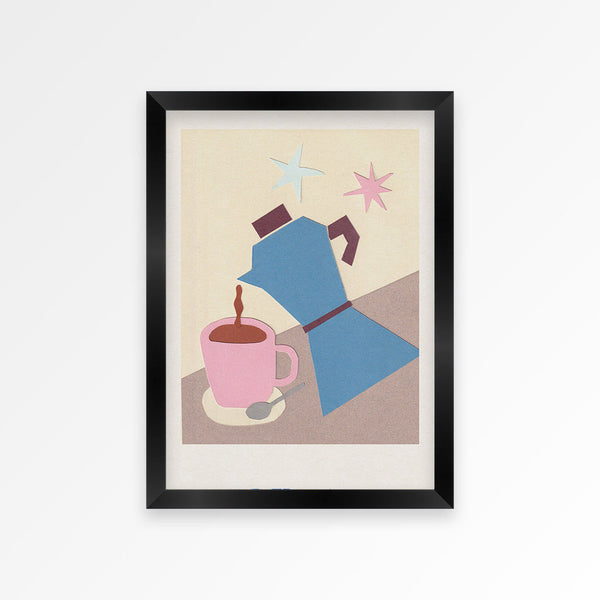 Coffee Pot Hand Collaged Print