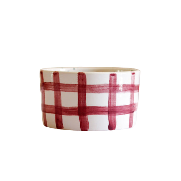 Purple Plaid Handmade Ceramic Soup Bowl