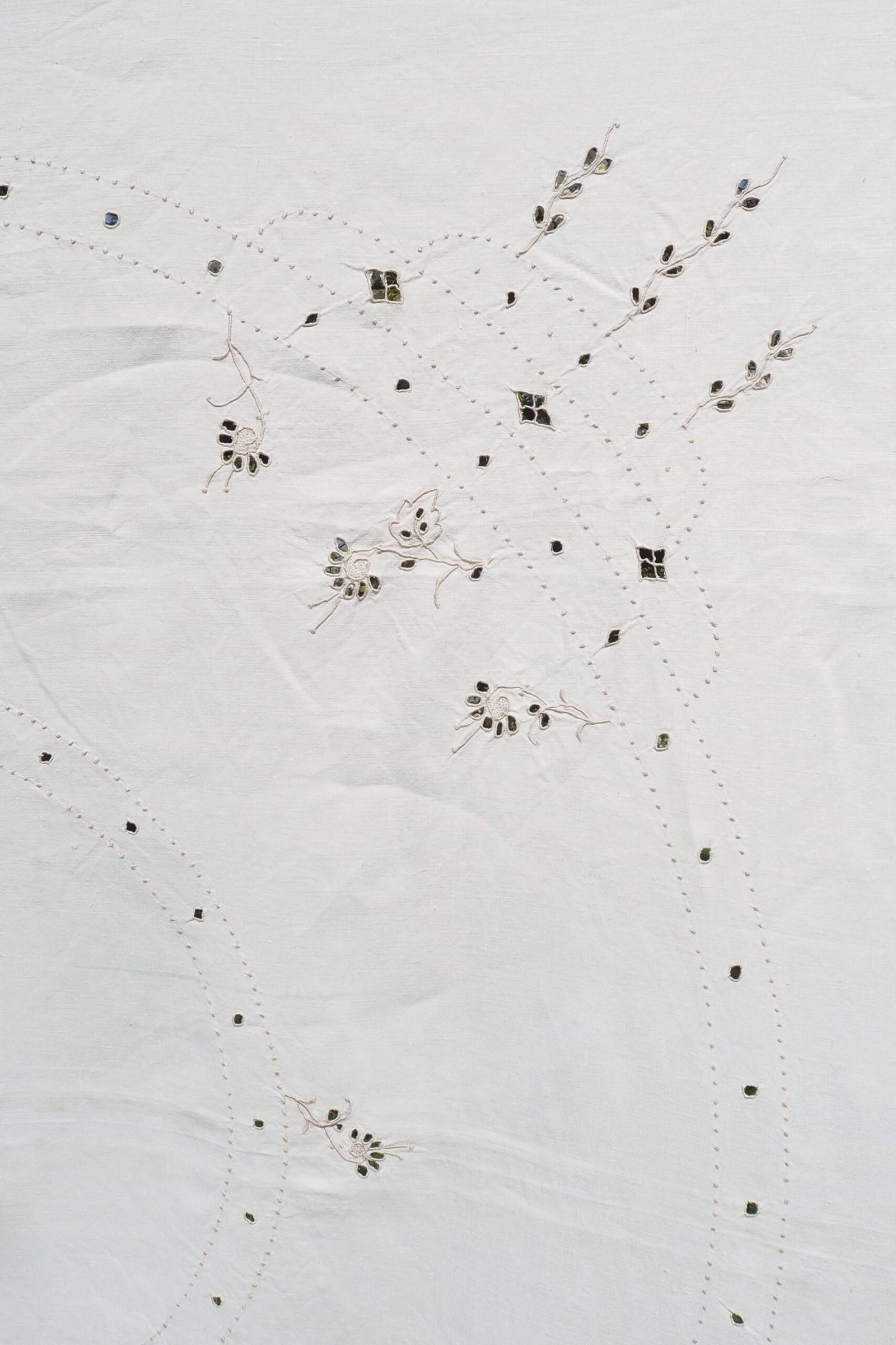 Vintage Linen Broderie Anglaise Tablecloth