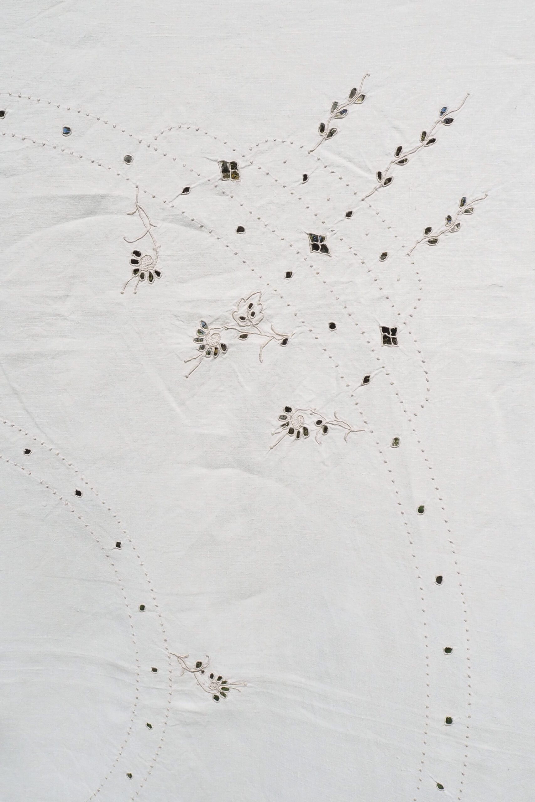 Vintage Linen Broderie Anglaise Tablecloth