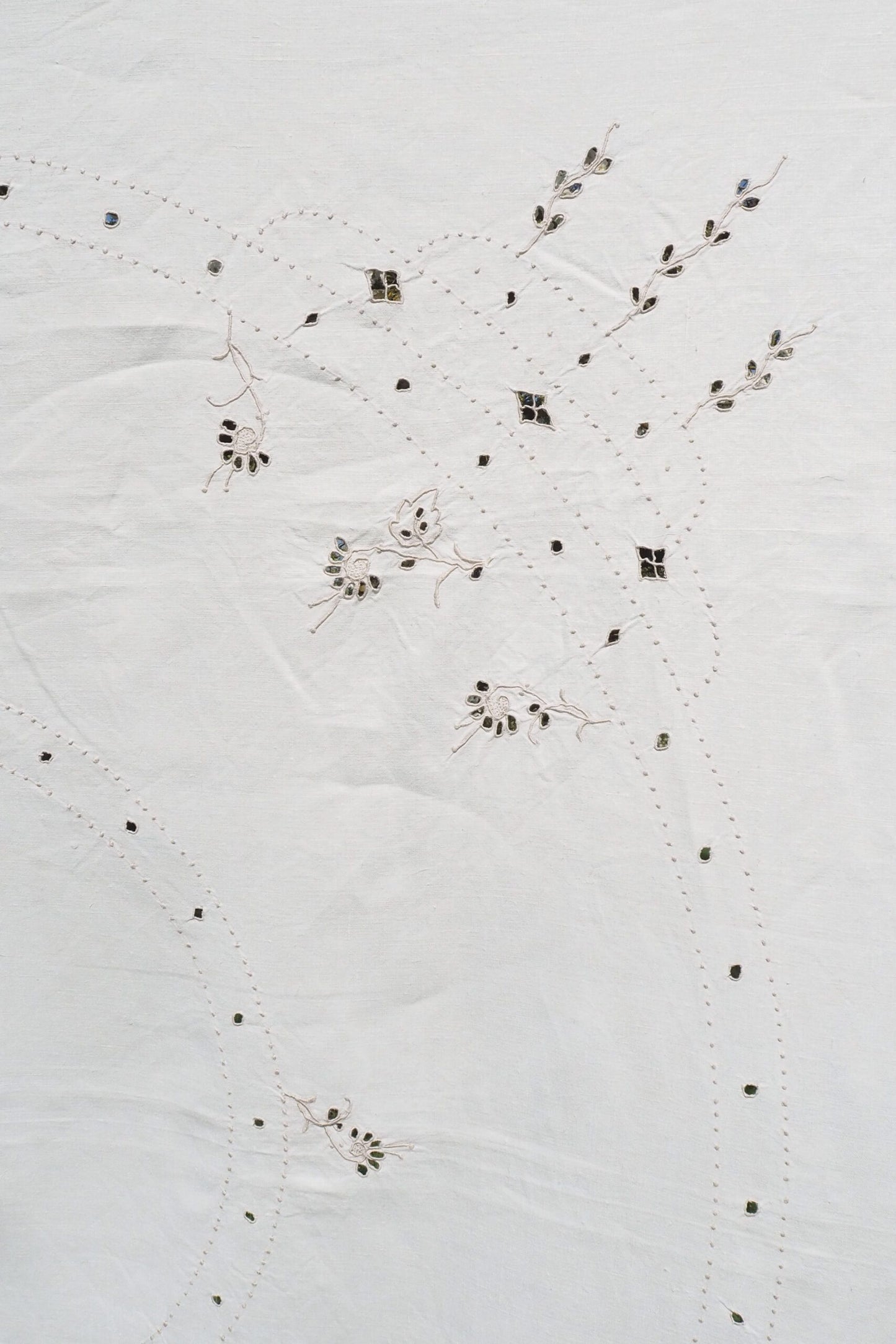 Vintage Linen Broderie Anglaise Tablecloth
