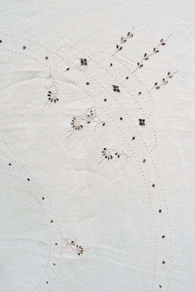 Vintage Linen Broderie Anglaise Tablecloth