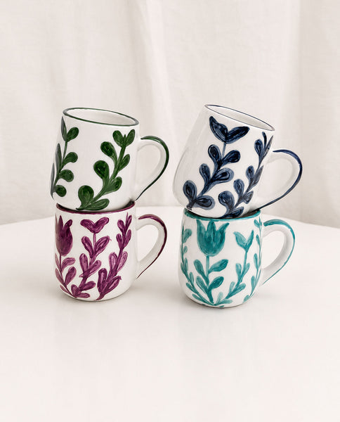 Purple Botanical Hand Painted Ceramic Mug