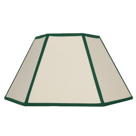 Hexagon Linen Lampshade, Green Trim - Large (US)
